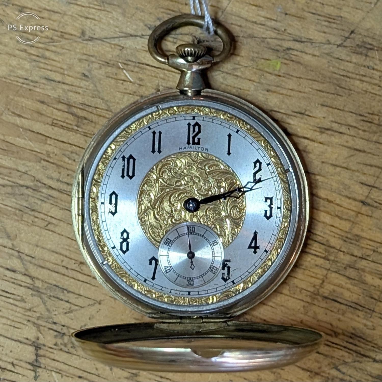Hamilton Gr.910 17j 12s 懐中時計 稼働品 元箱保証書付 HB-0341|