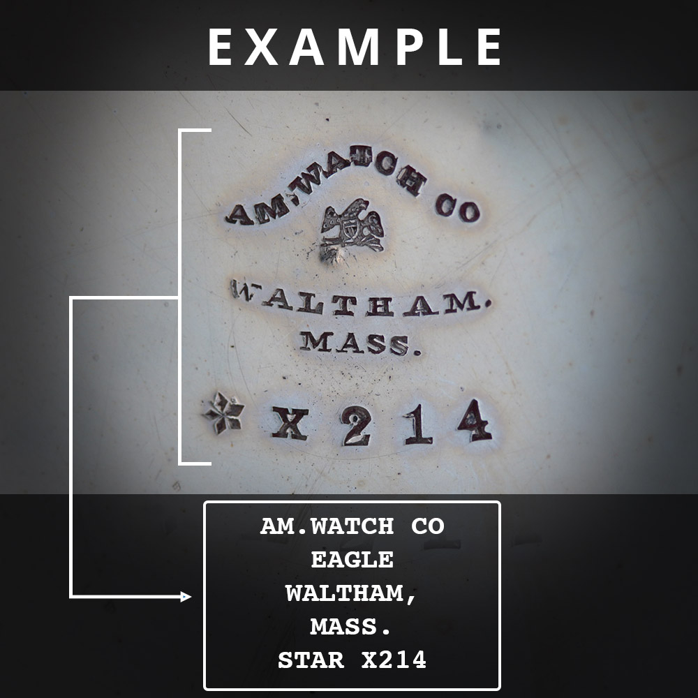 Pocket watch case markings example