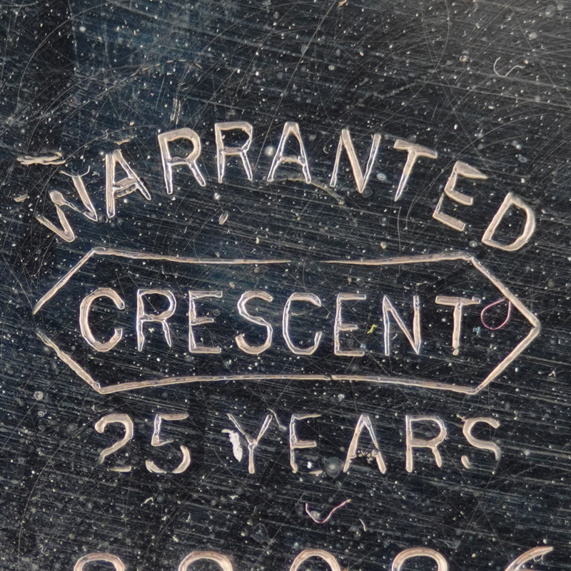 Watch Case Marking for Crescent Watch Case Co. Crescent 14K/25YR Warranted Crescent 25 Years C.W.C.Co. Trade Mark Moon and Star Pat. Apl 22, 79. For Waltham Colonial Series Warranted Crescent 25 Years