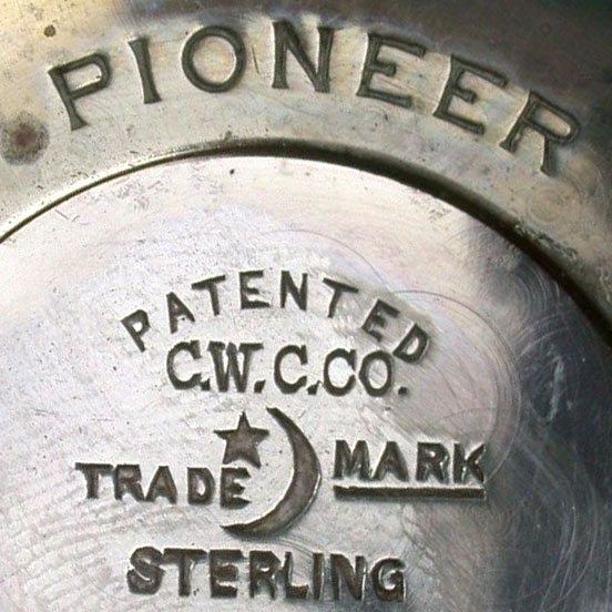 Watch Case Marking for Crescent Watch Case Co. Pioneer Pioneer Patented C.W.C.Co. Trade Mark Crescent Moon and Star Sterling