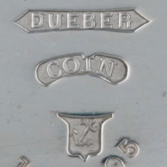 Watch Case Marking for Dueber Watch Case Mfg. Co. Dueber Coin Silver Dueber Coin Anchor Embossed