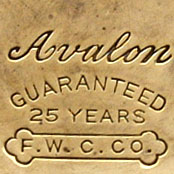 Watch Case Marking for Fahys Watch Case Co. Avalon Avalon Guaranteed 25 Years F.W.C.Co. Dogbone F.W.Co. 25 Years