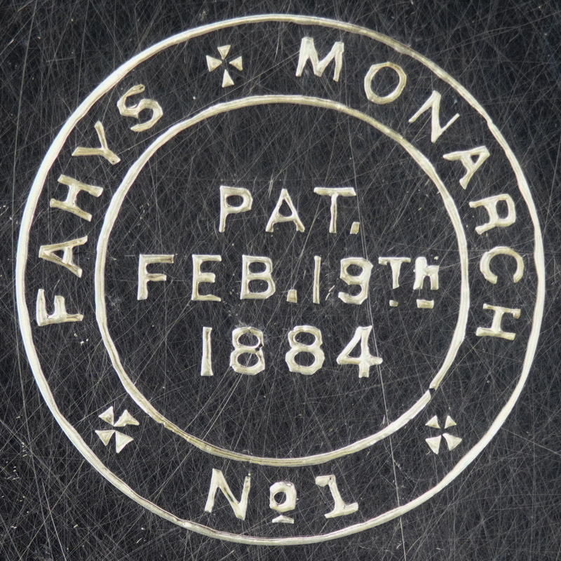Watch Case Marking for Fahys Watch Case Co. Monarch 14K/20YR Fahys Monarch No. 1 Pat Feb. 19th 1884 Circle 14K