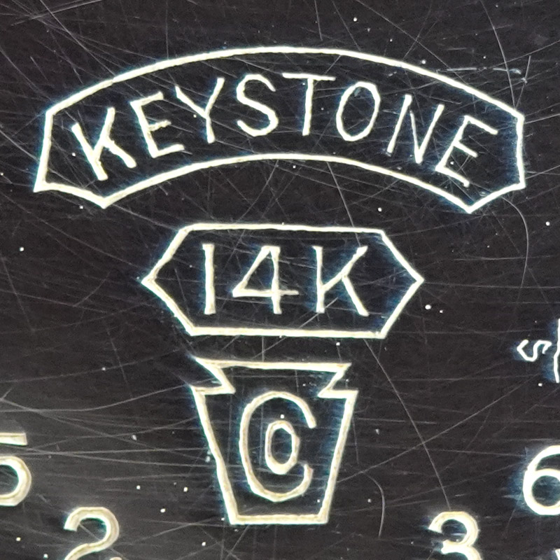 Watch Case Marking for Keystone Watch Case Co. 14K Keystone 14K Keystone Symbol Guaranteed 14K .585 Fine The K.W.C.Co.