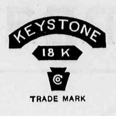 Watch Case Marking for Keystone Watch Case Co. 18K Keystone 18K in Pointed Ribbon Embossed