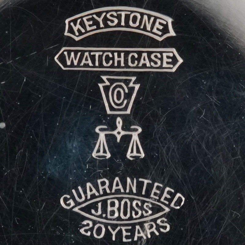 Watch Case Marking for Keystone Watch Case Co. Boss Scale 10K/20YR Keystone Watch Case Co. Scales Guaranteed J.Boss 20 Years 10K U.S.A. Gold Filled