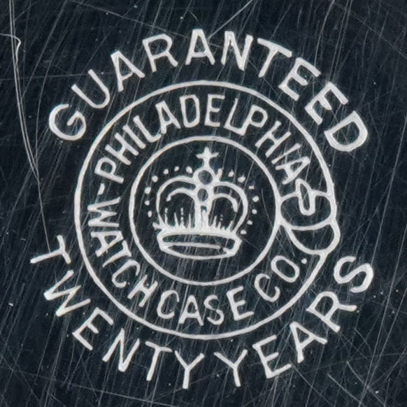 Watch Case Marking for Philadelphia Watch Case Co. Crown 10K/20YR Philadelphia Watch Case Co. Buckle Crown Victory in Pointed Ribbon Guaranteed Twenty Years