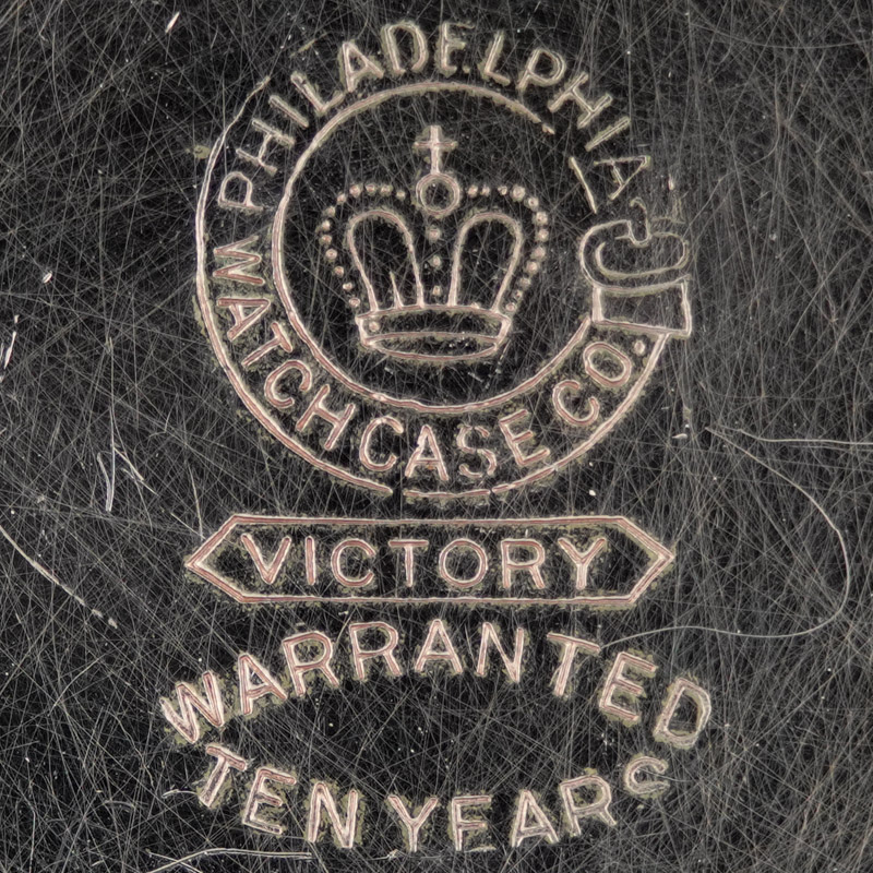 Watch Case Marking for Philadelphia Watch Case Co. Victory Philadelphia Watch Case Co. Buckle Crown Victory in Pointed Ribbon Warranted Ten Years