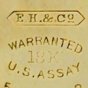 Watch Case Marking for Solidarity Watch Case Co. 18K E. Howard Label E.H.&Co. Warranted 18K U.S. Assay