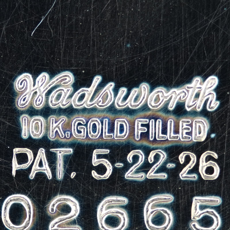 Watch Case Marking for Wadsworth Watch Case Co. Wadsworth 10K/20YR Wadsworth 10L. Gold Filled. Warranted 20 Years
