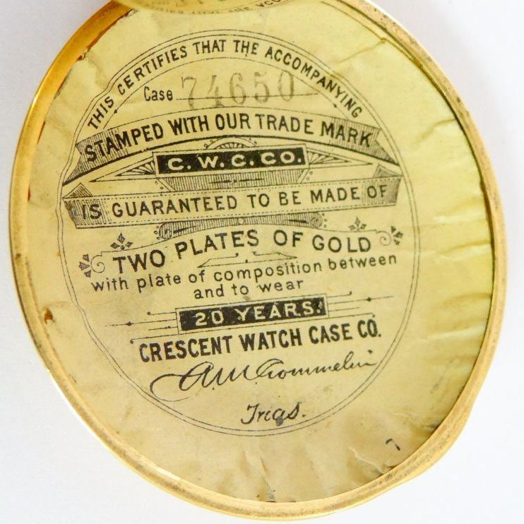 Watch Case Marking for Crescent Watch Case Co. Crescent 10K/20YR C.W.C.Co. Trade Mark Crescent Moon and Star Warranted Crescent 20 Years