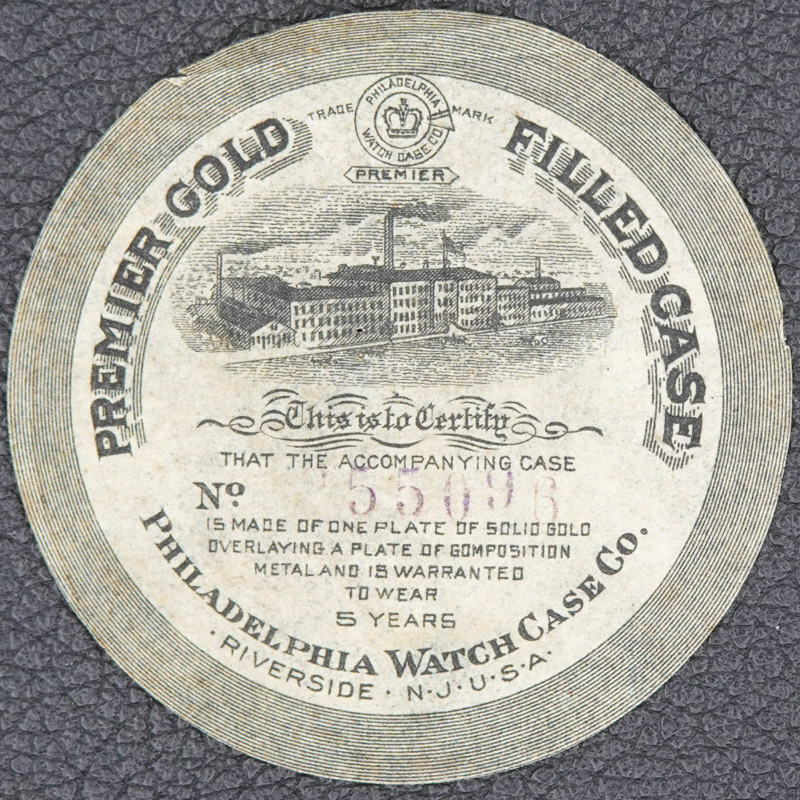 Watch Case Marking for Philadelphia Watch Case Co. Premier Premier in Pointed Ribbon